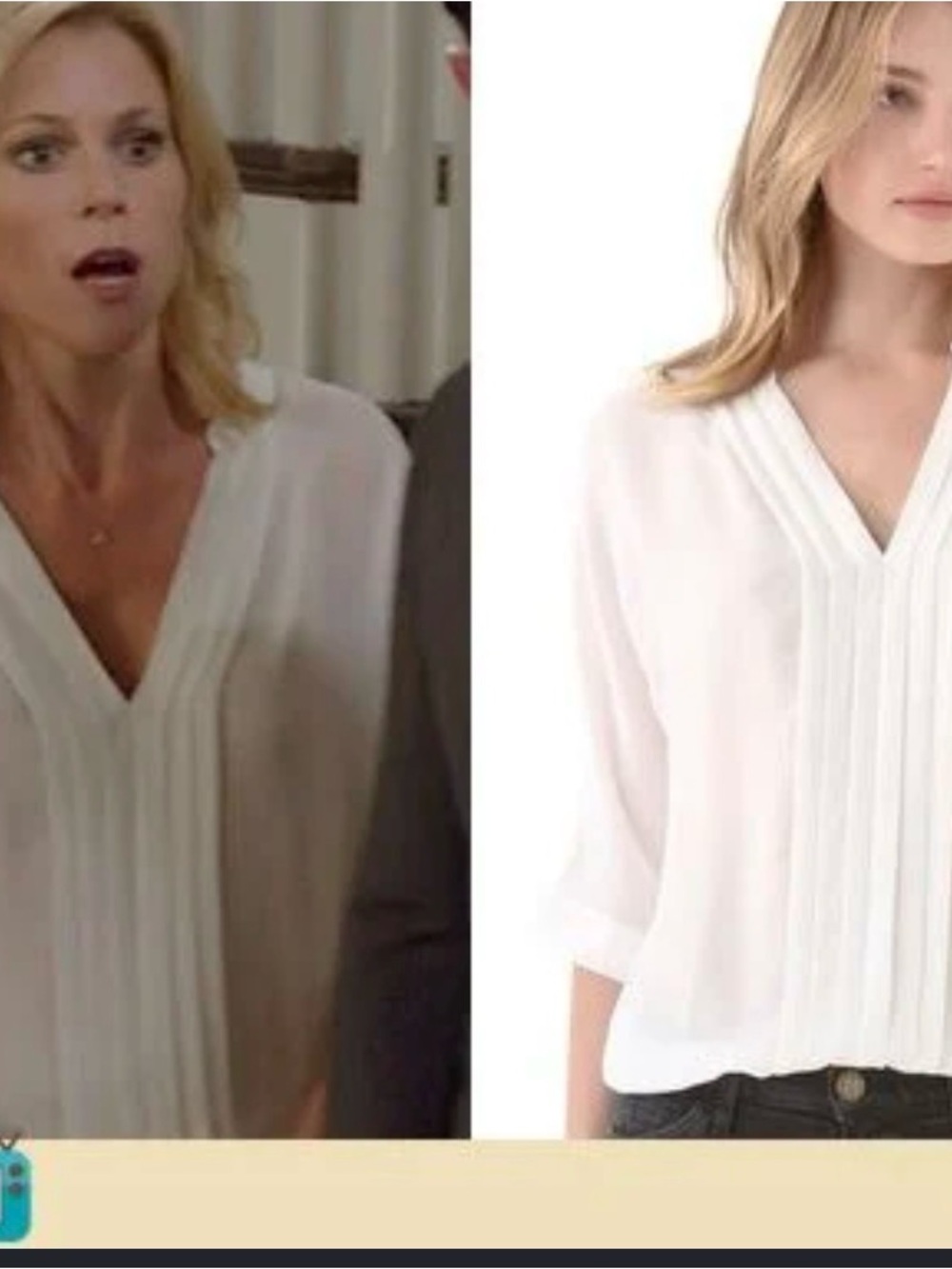 Joie 100% Silk White Pleated V-Neck Blouse (ASO Modern Family!!)